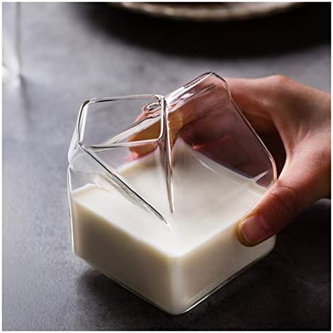 Jarro de creme para baralho jarro transparente de vidro de vidro de leite de alta temperatura forma única forma 380 ml adequada para suco de leite de café etc.