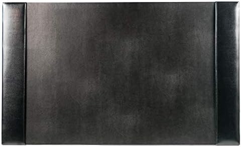 Dacasso Bond Pad com trilhos laterais Luxury Leather Desk Blotter para escrever, 30 x 18, preto e colo da bandeja
