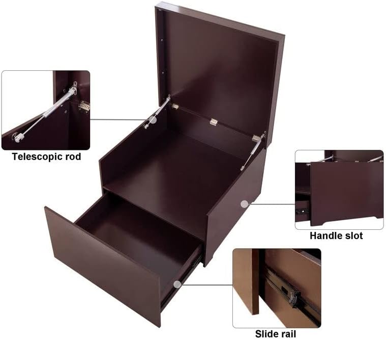 Armário de armazenamento de sapatos caixa otomana de madeira marrom sólido acabamento mdf