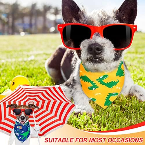 8 peças verão Bandanas de cachorro fofo padrões de dinossauros Pet Triangle Bandana Acessórios ajustáveis ​​de cachecol para cães