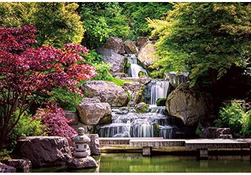 Dorcev 12x8ft Japão Jardim Penasca cenário de estilo retrô View Photography Backmed Cachoing Maple Trees Bridge Bridge
