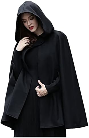 Cardigan com capuz de ruziyoog para mulheres abertas de manga longa de manga comprida casaca de cor sólida e casual shawl gótico Poncho Cape Poncho