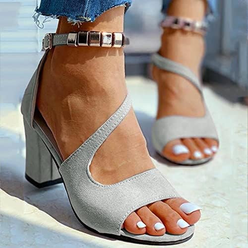 Sapatos de sandálias de saltos altos de USYFAKGH com tornozelo de tornozelo de tornozelo de tornozelo plataforma de bloqueio