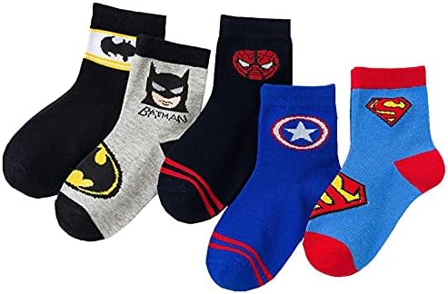 5 pares meias infantis de super -heróis.