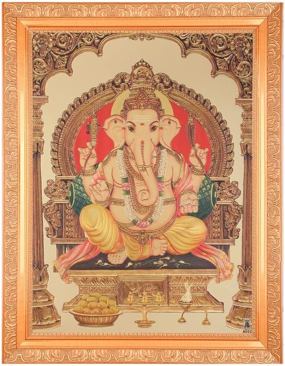 Shree Ganesha linda foto de papel dourado em obras de arte Golden Frame ou Housewarming Gifts