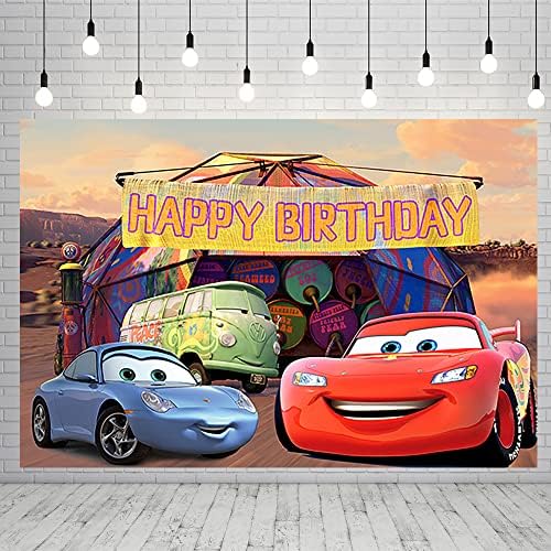 Carros de corrida cenário para festas de aniversário Red Lightning McQueen Banner para decorações de festa foto de chá de