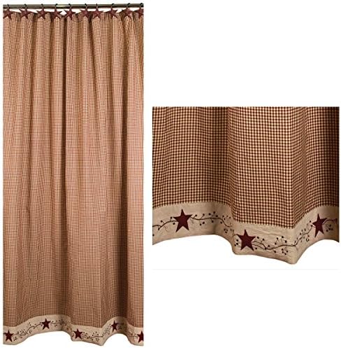Estrelas e bagas de chuveiro country Curtain por casa de campo