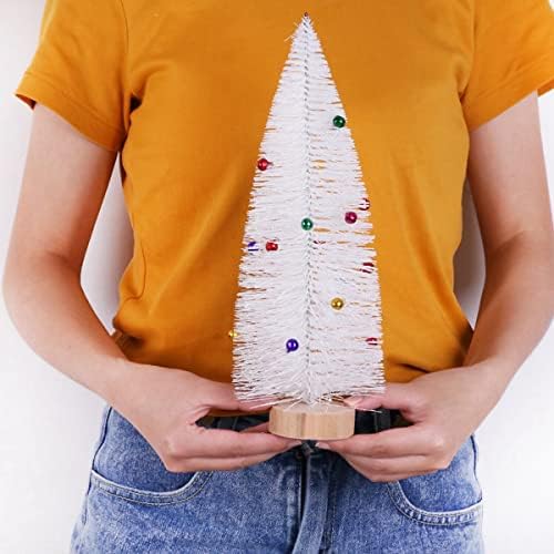 WDHOMLT Decorações de Natal árvores de Natal artificiais Mini ornamentos de árvore de pinheiros brancos com sinos para