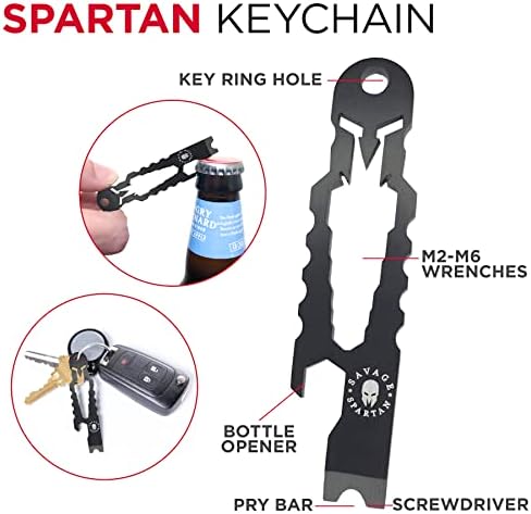 Carteira Savage Spartan Multitool | 36 em 1 Multifuncional Toolcard Pro com Clipe de dinheiro do titular do cartão de crédito e elegante minimalista de aço inoxidável Chaveira Chaveiro Pocket Survival Multi-tool para homens