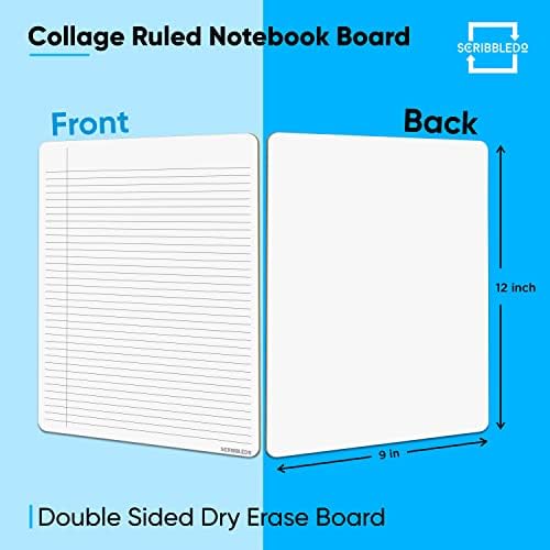 Scribbledo Dry Erase Notebook College governou o quadro de 9 x12 reutilizável reutilizável Erasável Nota de redação Pad Padboard,