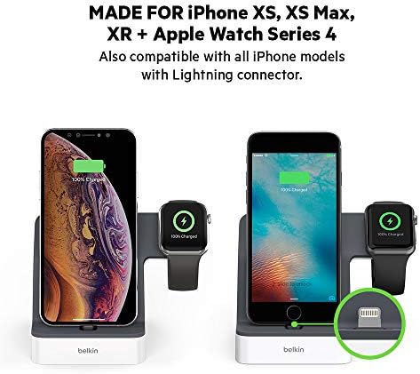 Belkin iPhone Charging Dock + Apple Watch Charging Stand & MagSafe 2-em 1 carregador sem fio, 15w carregamento de carregamento