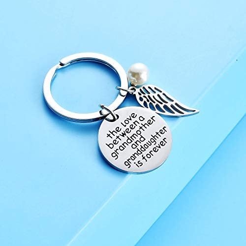 Malyunin O amor entre avó e neta neta é para sempre Keyring Wing Keychain Presente da neta Jóias de Aniversário do Dia da Família