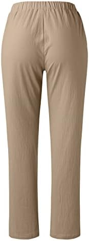 Miashui calças femininas mulheres calça de calça sólida calça casual calçada de cintura elástica da cintura larga com calça de