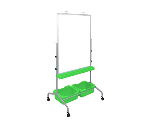 Móveis Luxor Mobile School Classroom Double -suded Magnetic Whiteboard Stand com 2 caixas de armazenamento - verde, branco, verde