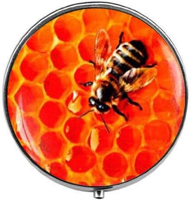 Mel Bee and Honeycomb - Caixa de comprimidos de abelha de mel - Caixa de pílula de charme - Caixa de doces de vidro
