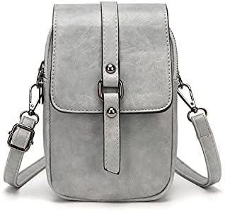 Saco de telefone crossbody vintage para mulheres, bolsa de ombro e bolsa de couro pequeno com borla e decoração de rebite