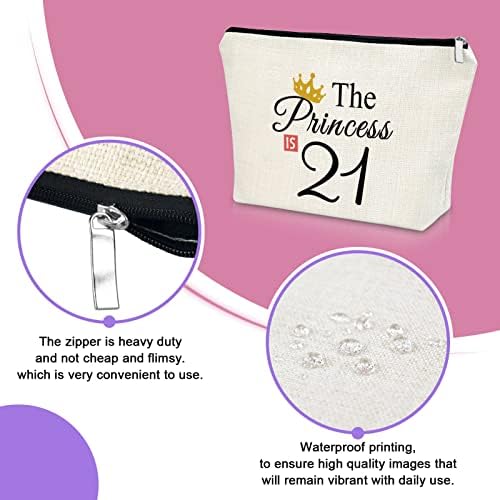 Bolsa de maquiagem para mulheres de 21º aniversário para mulheres presentes de aniversário de 21 anos de idade feliz 21º aniversário