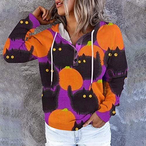 Pumpkin Cat Hooded Tops para mulheres gráficas de moda