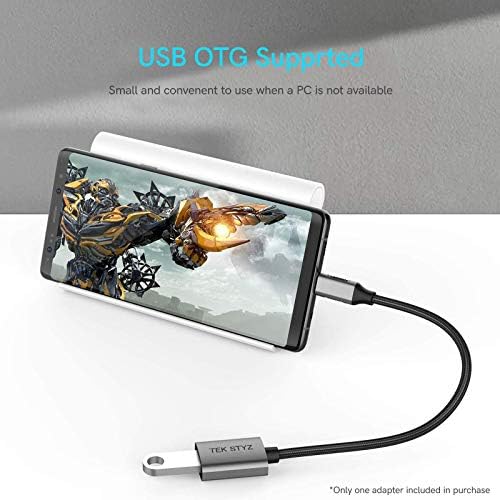 O adaptador TEK Styz USB-C USB 3.0 funciona para o Motorola One 5G OTG Type-C/PD Male USB 3.0 Converter.