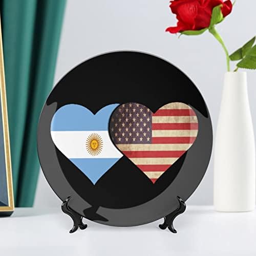 Placa decorativa de cerâmica da bandeira da Argentina e da bandeira dos EUA com exibição pendurada no casamento personalizado