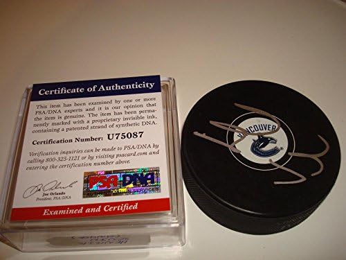 Henrik Sedin assinou autografado Vancouver Canucks Hockey Puck PSA/DNA COA C - Pucks de NHL autografados