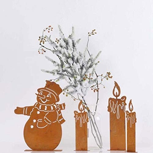 1PC Christmas Iron Art Adornment Retro Decoration Decoration Decor de jardim Decorações de Natal marrom claro