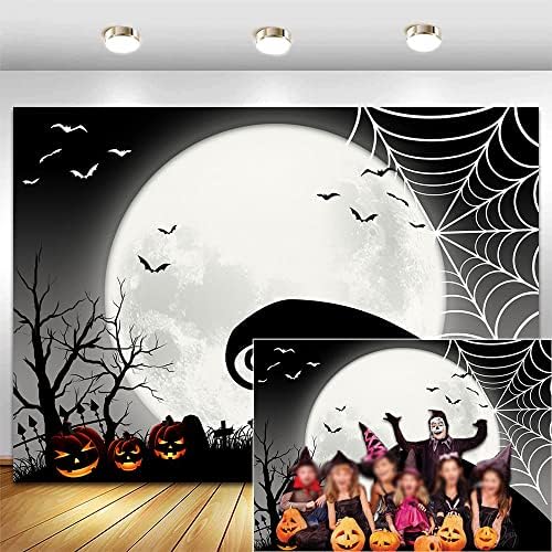 8x6ft Halloween abóbora Lua cheia fotografia fotográfica para pesadelo decoração de festa de decoração fotografia de pano
