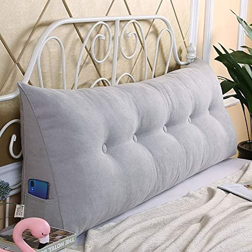 Almofada na cabeceira da cabeceira, travesseiro de leitura triangular de cor sólida, backrest de sofá cheio com cobertura lavável