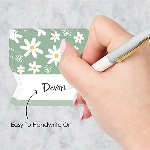 Big Dot of Happiness Sage Sage Green Daisy Flowers - Floral Party Buffet Card - Configuração da tabela Nome de lugar Cards -