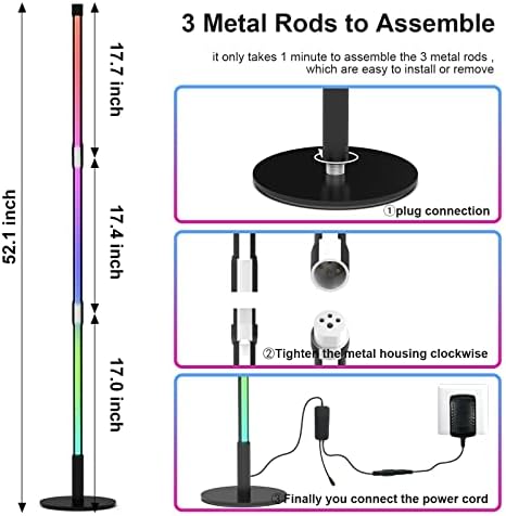 Lâmpada de canto inteligente 16 milhões de lampe de piso RGB de canto RGB trabalha com Alexa e Google Assriatante, App Music Sync, DIY Colors & Scene, LED Corner Lampe com Timer Fucking for Bedroom Lar Room
