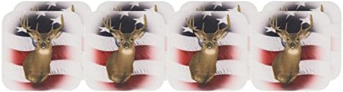 3drose cst_155265_1 Misty Haze Whitetail Buck American Flag Deer Mobases macias, conjunto de 4