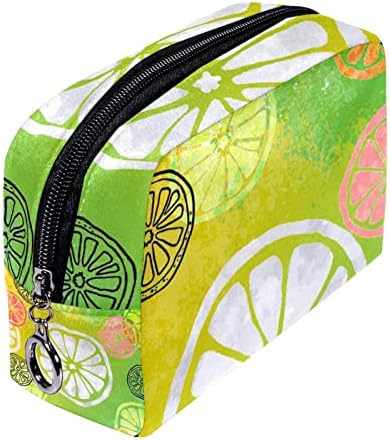 Tbouobt Bolsa cosmética para mulheres, bolsas de maquiagem Bolsa de higiene pessoal espaçosa presente de viagem, limões coloridos frutas