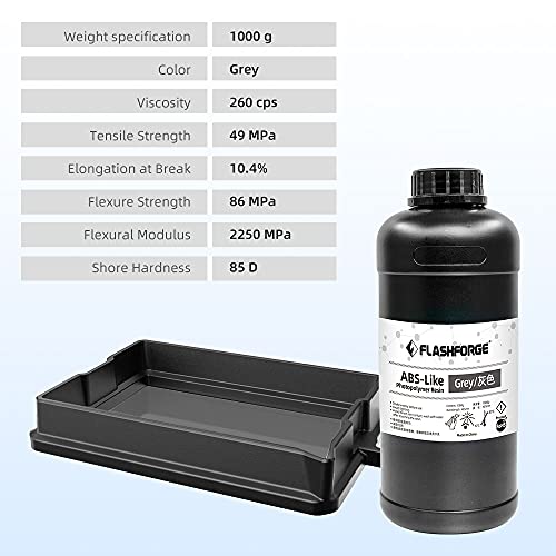 Resina de impressora 3D do tipo ABS FLASHFFORGE, resina de cura rápida de 1000g Cinza UV, resina de fotopolímero padrão de 405nm para impressão 3D LCD