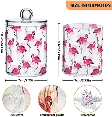 Recipientes de banheiro de cotonete de algodão Flamingos rosa com tampas conjuntos de algodão Round Bolder Round Solder para