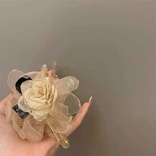 Uysvgf camellia flor clipe feminino mori xianmei tubarão clipe francês de cabelo francês
