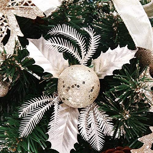 Gfdfd 40cm lindo elegante pendurado na cor da coroa de natal guirlanda glitter flor bola de fruta bola de natal janela doo