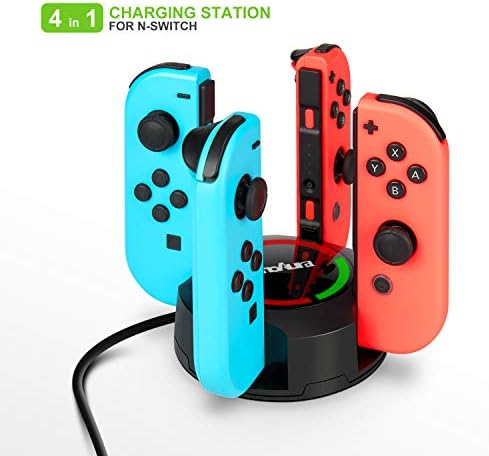 Dock de carregamento para NS Switch Joy-Con, Innoaura Switch Joy-Con 4 em 1 suporte de carregador com indicação de LED