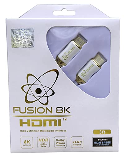 Fusion8k White HDR HDMI 2.1 Suporte a 8K @60Hz e 4K @120Hz Compatível com Dolby Vision e todas as TVs, BluRay, Xbox Series X, PS5