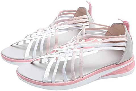 Sandálias de verão para mulheres colorido sólido curativo transversal de capota baixa sapatos de boca de peixe ladras femininas