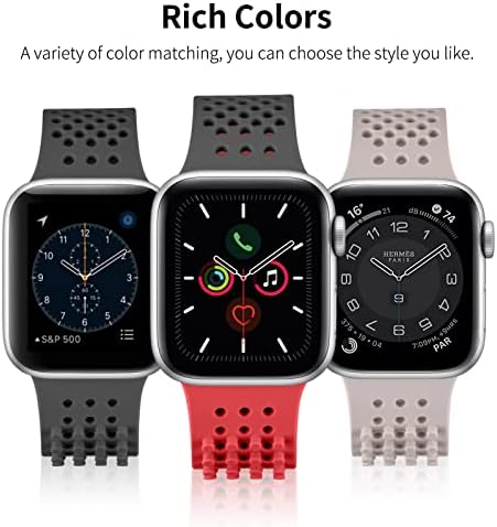 Compatível para Apple Watch Sport Band 38mm 40mm 41mm 42mm 44mm 45mm 49mm, Silicone Apple Watch Bands for Men Mulher, Strap de vigia de Apple respirável para Iwatch Series Se 8 7 6 5 4 3 2 1 1 1 1