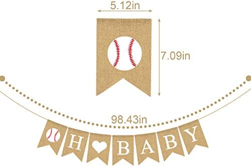 Banner de faixas de juta natural tema de beisebol do chá de bebê decoração de decoração de partida de lareira decoração