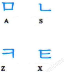 Teclado de fundo transparente coreano com letras azuis adesivos de computador