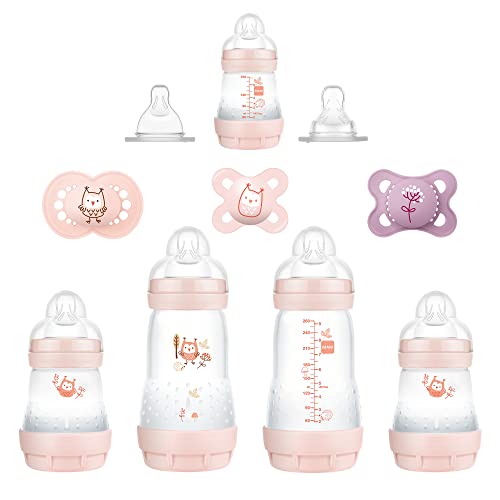 MAM Recém-nascido Essentials Baby Essential Conjunto de presentes foscos, garrafas de bebê anti-cólica fácil iniciar,
