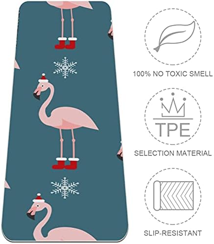 Flamingo com padrão de chapéu de natal TAT TPE TPE Extra -Exercício com alça de transporte para ioga