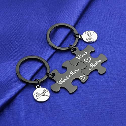 Womb Mates Keychain Twin Combating Keychain Conjunto Twin Sisters Brothers Presentes de Birthday Gifts Gêmeos Gêmeos Presentes de Aniversário