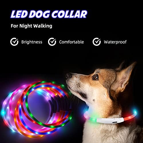 Colares de cachorro iluminados, colarinho de cachorro liderado por miao, luzes de cachorro recarregáveis ​​para