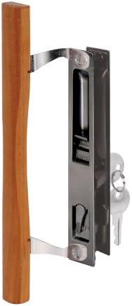 Prime-line C 1032 Manças de porta de vidro deslizantes com chave-Substitua maçanetas de portas antigas ou danificadas de maneira rápida e fácil-madeira e diecast pintado preto, estilo de gancho, montagem nivelada