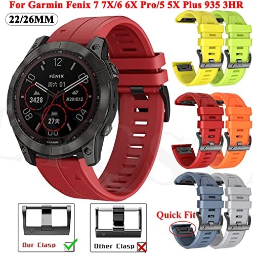 Adaara Silicone Quickfit Watch Band tapas para Garmin Fenix ​​7 7x 6 6x Pro 5x 5 3HR Enduro 935 945 D2 Smart Watch Band 22 26mm