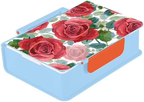 Alaza Rose Flowers Pintura em aquarela Bento lancheira BPA Free Lunch Recifres à prova de vazamentos com garfo e colher,