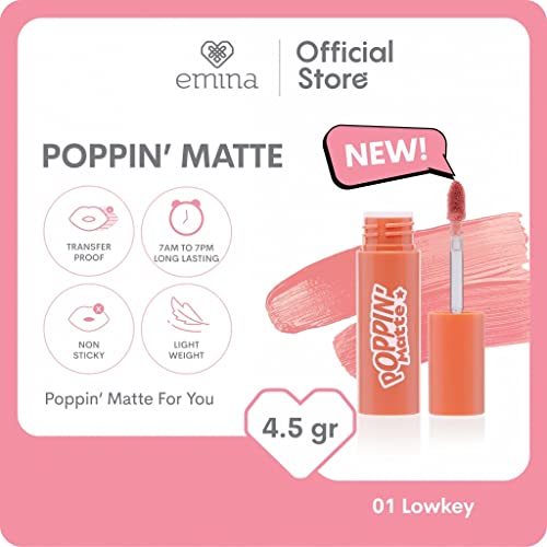 Emina Poppin Matte Lip Cream 01 LowKey 4.5g - Emina Poppin Matte é um creme de lábio que tem uma textura cremosa e um acabamento fosco